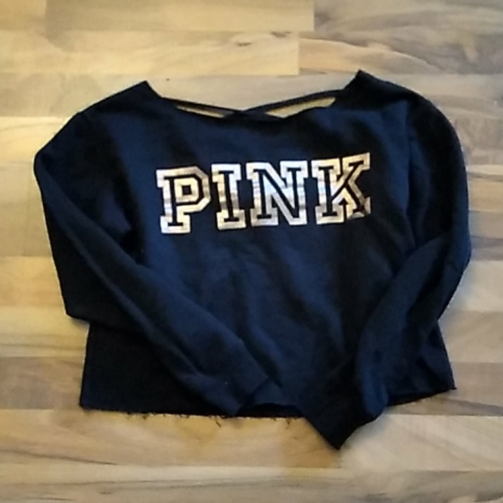 Victoria's Secret pink off-the-shoulder crop sweat